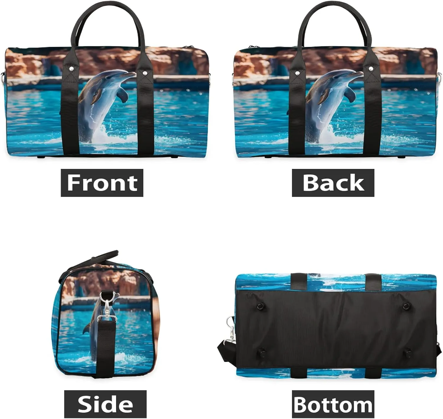 Dolphin Travel Bag for Men Women, Gym Duffle Bags for Travel, Carry On Luggage Bag, Weekender Overnight Workout Bags