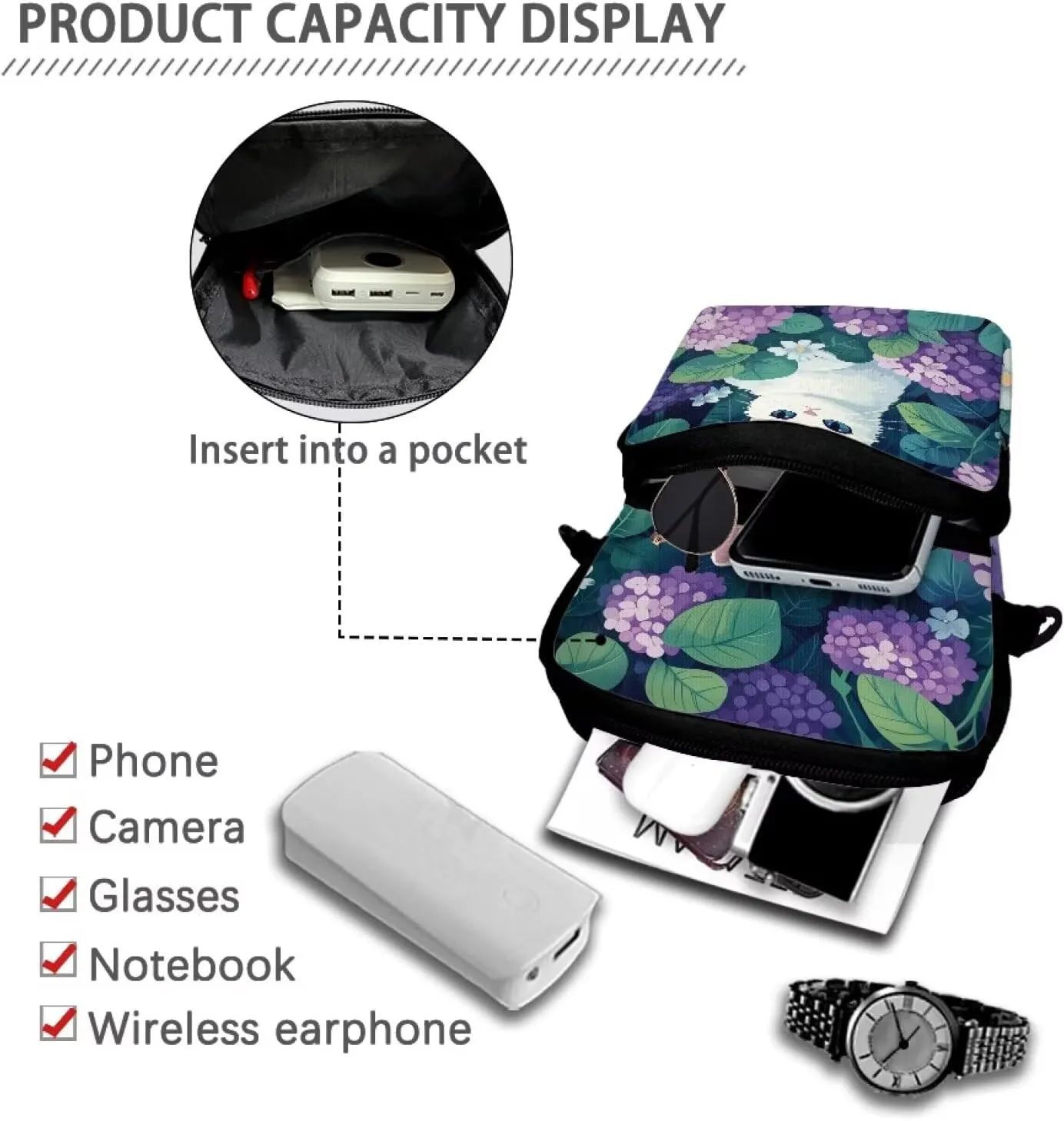 Double Layer Crossbody Bag for Women Lightweight Travel Purse Small Messenger Bags Phone Key Wallet Satchel Clutch
