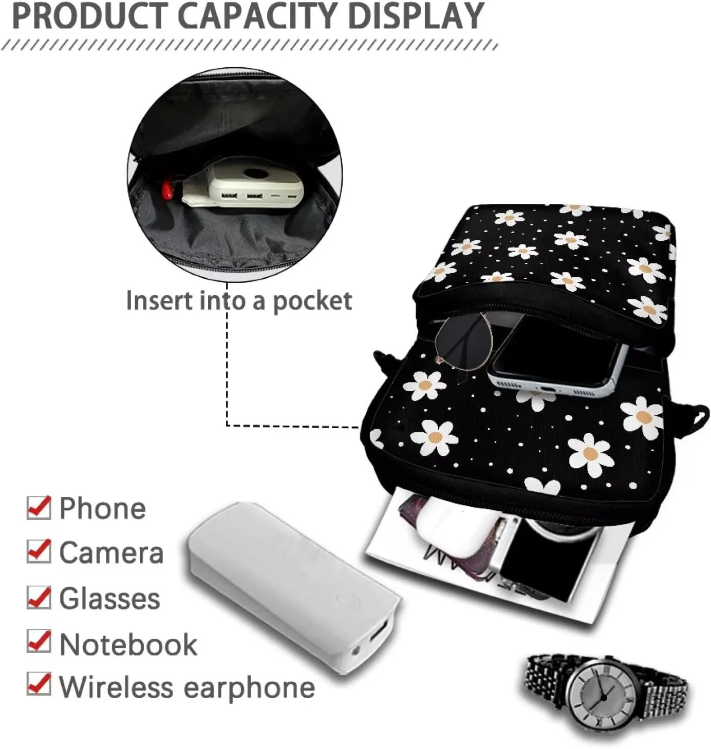 Double Layer Crossbody Bag for Women Lightweight Travel Purse Small Messenger Bags Phone Key Wallet Satchel Clutch