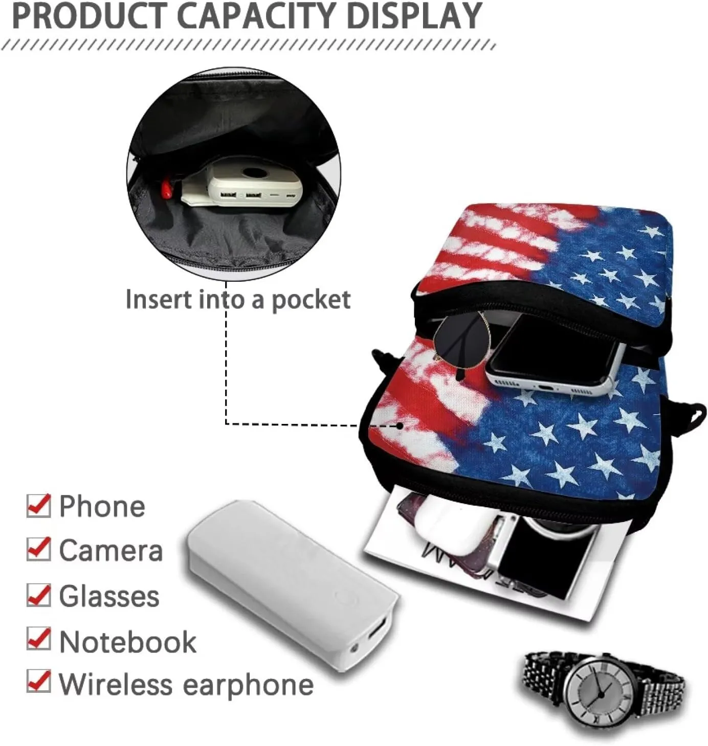 Double Layer Crossbody Bag for Women Lightweight Travel Purse Small Messenger Bags Phone Key Wallet Satchel Clutch