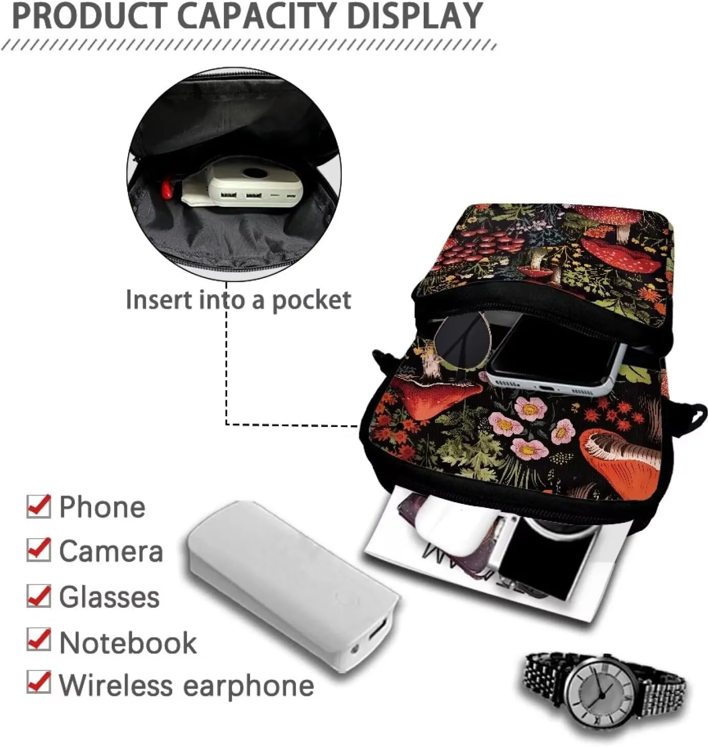Double Layer Crossbody Bag for Women Lightweight Travel Purse Small Messenger Bags Phone Key Wallet Satchel Clutch