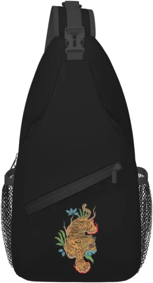Downhill Tiger Crossbody Bags For Women Men Chest Backpack Gym Shoulder Bag Travel Outdoor Sports Casual Crossbody Bags