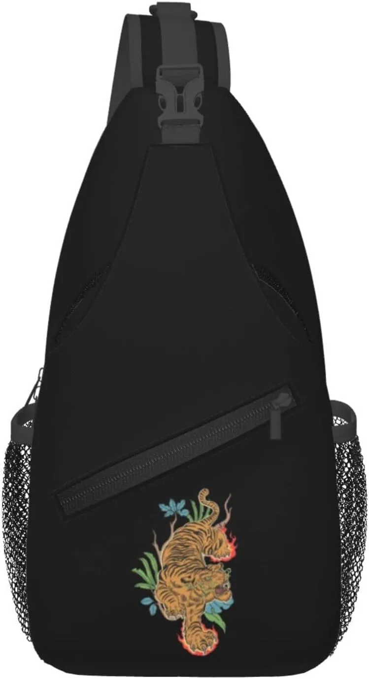 Downhill Tiger Crossbody Bags For Women Men Chest Backpack Gym Shoulder Bag Travel Outdoor Sports Casual Crossbody Bags
