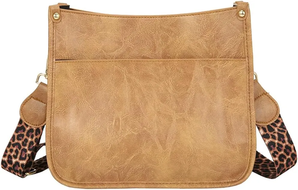 Downupdown Crossbody Bags for Women Designer Satchel Handbags Leather Purse Shoulder Bag with Leopard Print Shoulder Strap