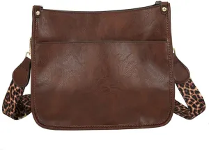 Downupdown Crossbody Bags for Women Designer Satchel Handbags Leather Purse Shoulder Bag with Leopard Print Shoulder Strap