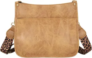 Downupdown Crossbody Bags for Women Designer Satchel Handbags Leather Purse Shoulder Bag with Leopard Print Shoulder Strap