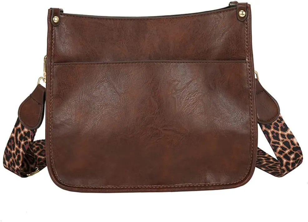 Downupdown Crossbody Bags for Women Designer Satchel Handbags Leather Purse Shoulder Bag with Leopard Print Shoulder Strap