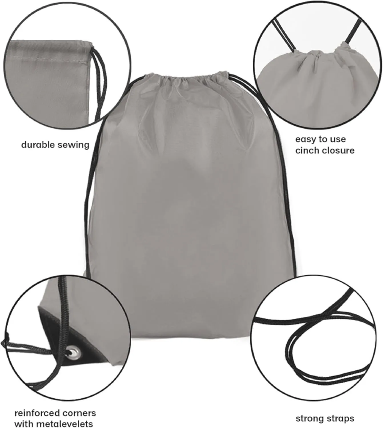 Drawstring Backpack Bulk 24Pcs Draw String Backpack Bags DIY Gym Sports Traveling Yoga Cinch Bag Sackpack Drawstring(grey)