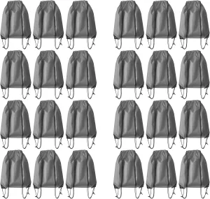 Drawstring Backpack Bulk 24Pcs Draw String Backpack Bags DIY Gym Sports Traveling Yoga Cinch Bag Sackpack Drawstring(grey)