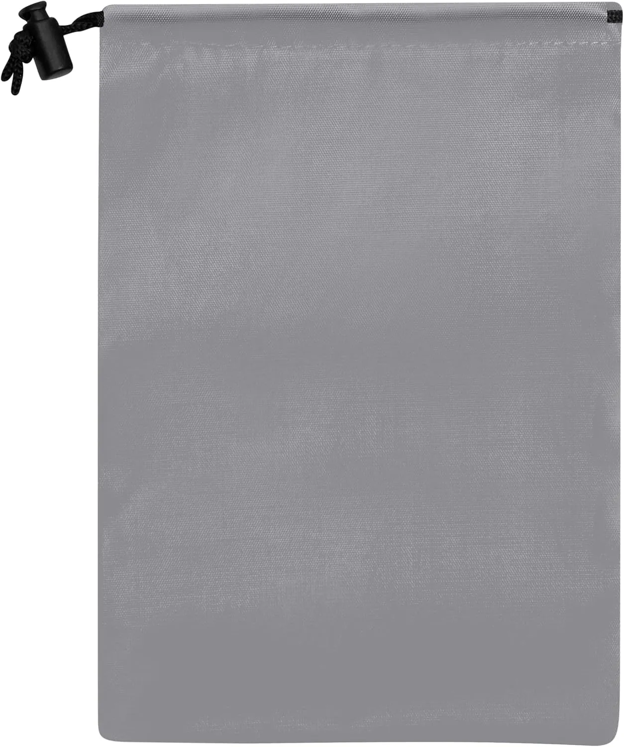 Drawstring Bag - Nylon Cinch and Ditty Stuff Pouch with Toggle (5 x 7-12 pack, Grey)