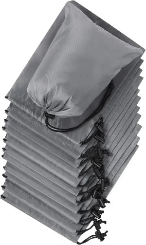 Drawstring Bag - Nylon Cinch and Ditty Stuff Pouch with Toggle (5 x 7-12 pack, Grey)