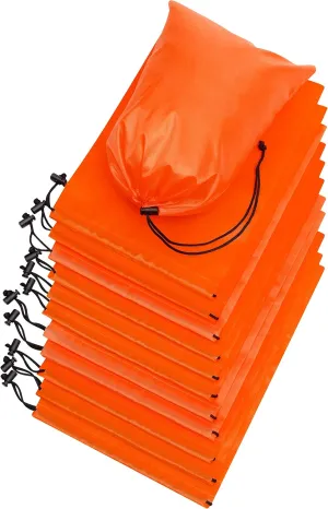 Drawstring Bag - Nylon Cinch and Ditty Stuff Pouch with Toggle (8 x 11-12 pack, Orange)