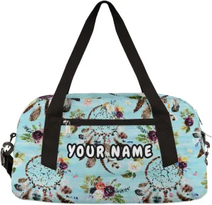 Dreamcatcher Floral Personalized Kids Duffel Bag for Girls Boys, Dreamcatcher Debris Custom Dance Bag Overnight Small Duffel Bag Carry On Sports Travel Bag for School Practice Gymnastics Ballet