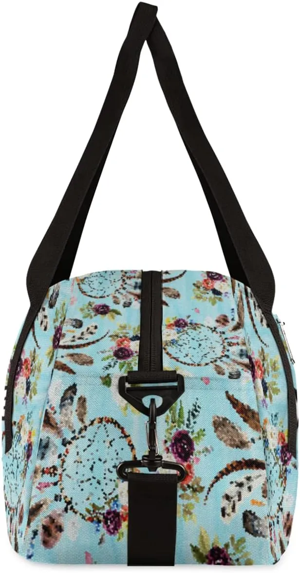 Dreamcatcher Floral Personalized Kids Duffel Bag for Girls Boys, Dreamcatcher Debris Custom Dance Bag Overnight Small Duffel Bag Carry On Sports Travel Bag for School Practice Gymnastics Ballet