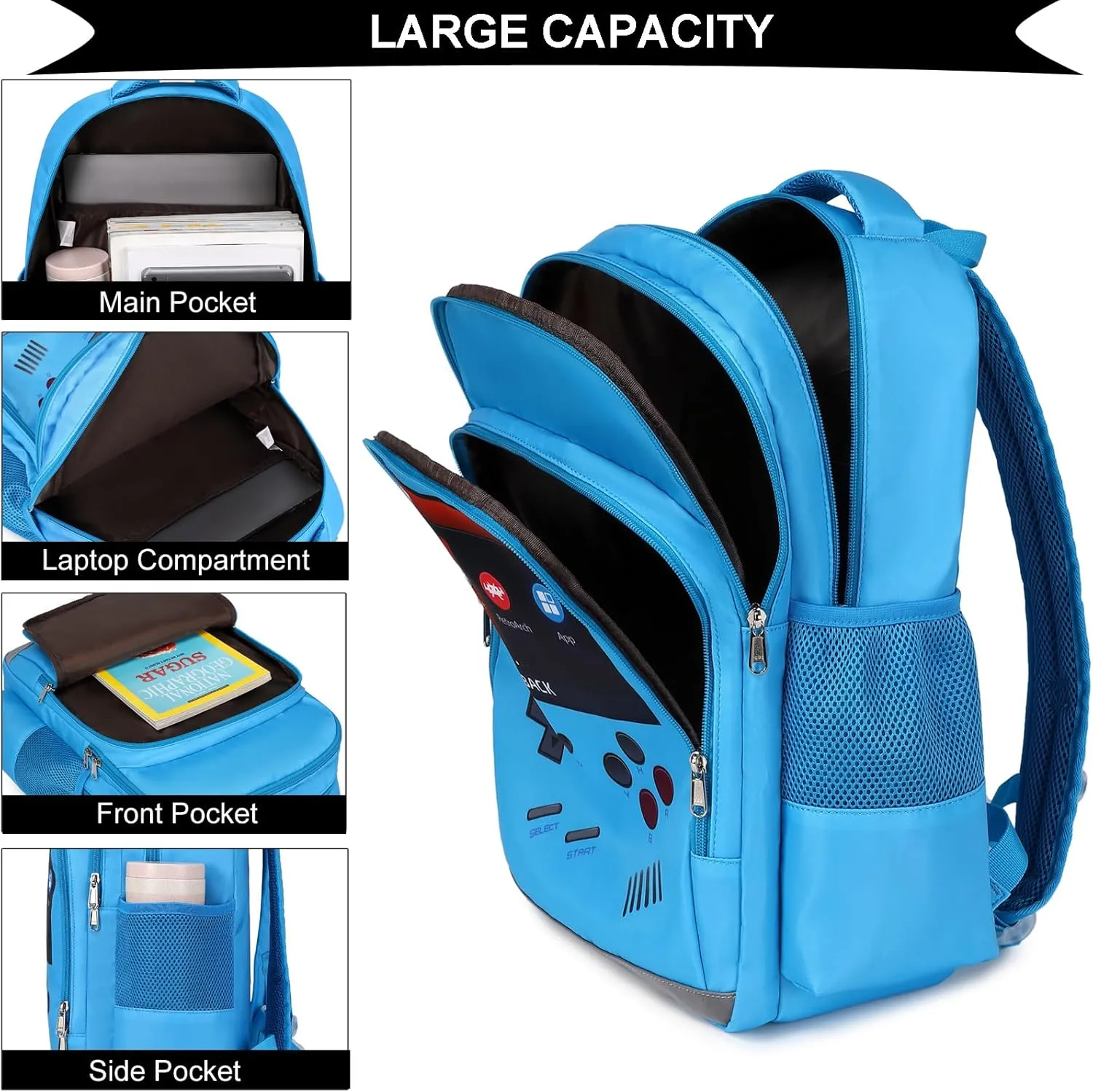 DSIUE School Backpack for Boys, Gamer Boys Backpack with Lunch Bag Pencil Case, Bookbag for Kids Elementary School Student