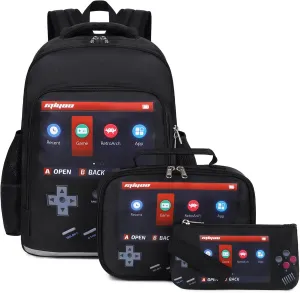 DSIUE School Backpack for Boys, Gamer Boys Backpack with Lunch Bag Pencil Case, Bookbag for Kids Elementary School Student