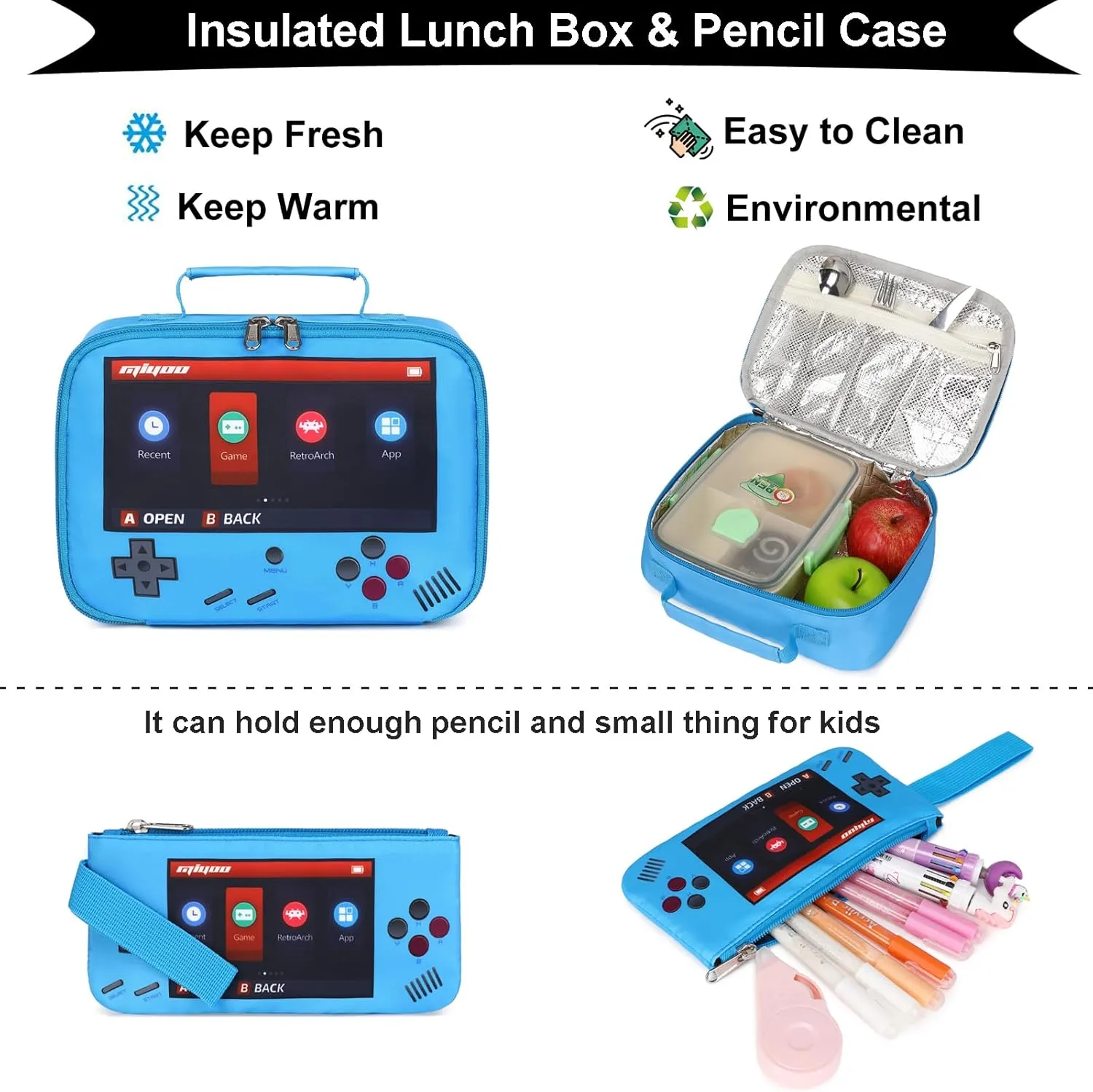 DSIUE School Backpack for Boys, Gamer Boys Backpack with Lunch Bag Pencil Case, Bookbag for Kids Elementary School Student