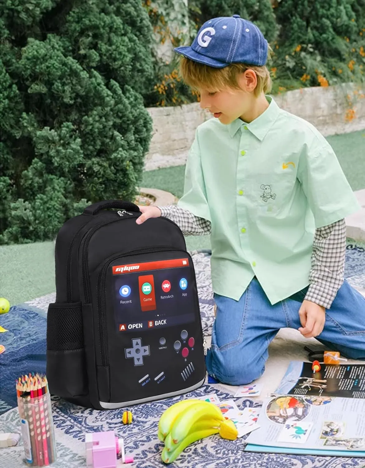 DSIUE School Backpack for Boys, Gamer Boys Backpack with Lunch Bag Pencil Case, Bookbag for Kids Elementary School Student