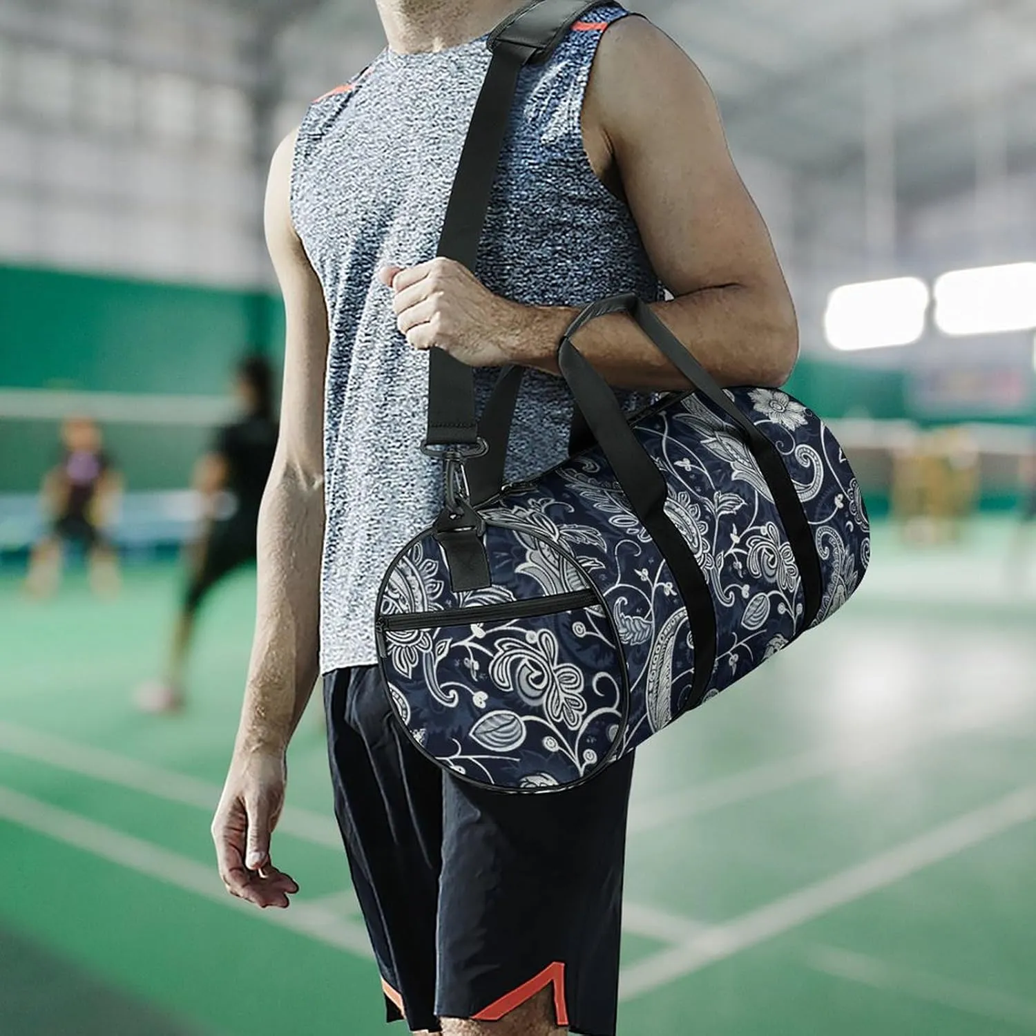 Duffel Bag for Men Women Gym Bag Floral Pattern Style Travel Duffel Bag Waterproof Overnight Bag for Sports Workout