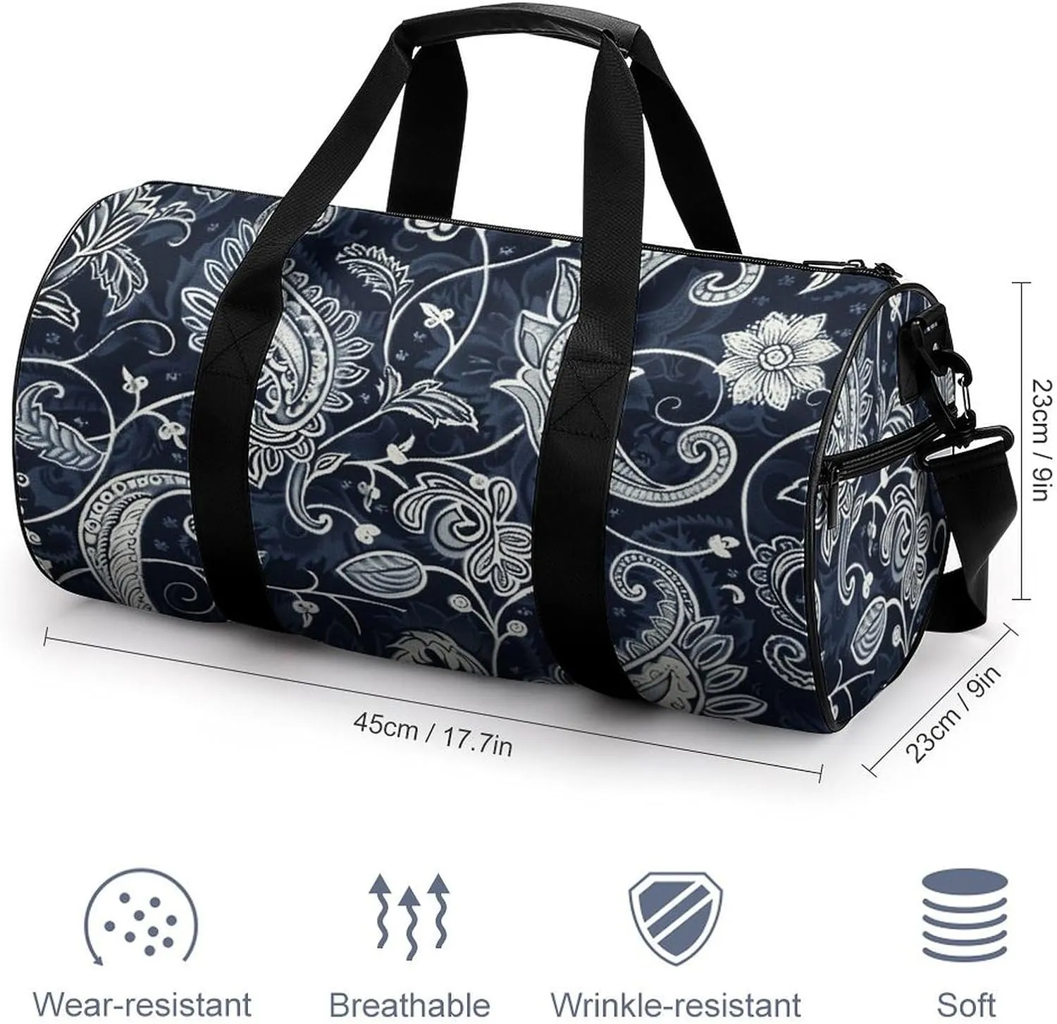 Duffel Bag for Men Women Gym Bag Floral Pattern Style Travel Duffel Bag Waterproof Overnight Bag for Sports Workout