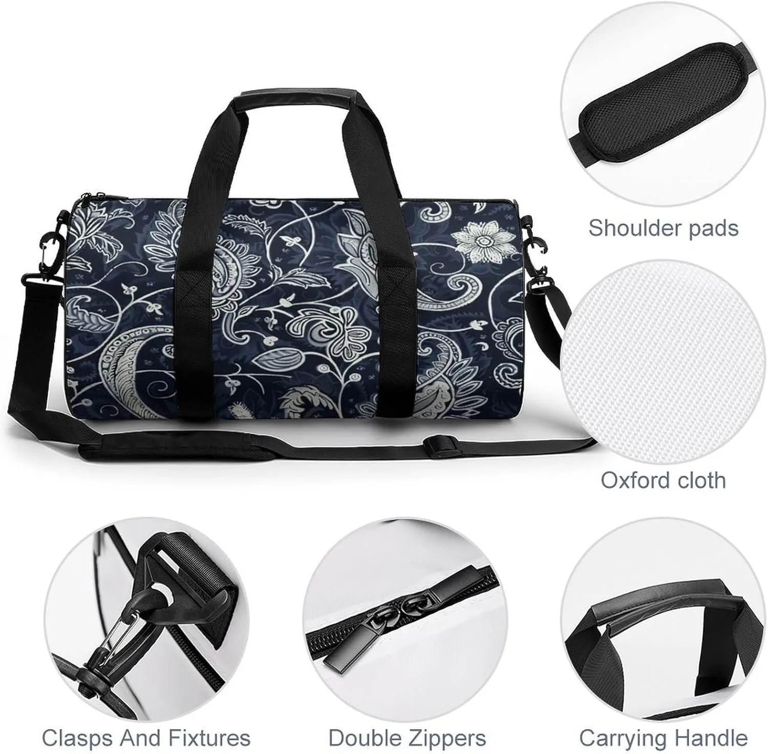 Duffel Bag for Men Women Gym Bag Floral Pattern Style Travel Duffel Bag Waterproof Overnight Bag for Sports Workout