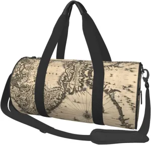 Duffel Bag Viking World Ancient Map Of Norway Round Gym Bag For Men Women Duffle Bag Lightweight For Travel Sports