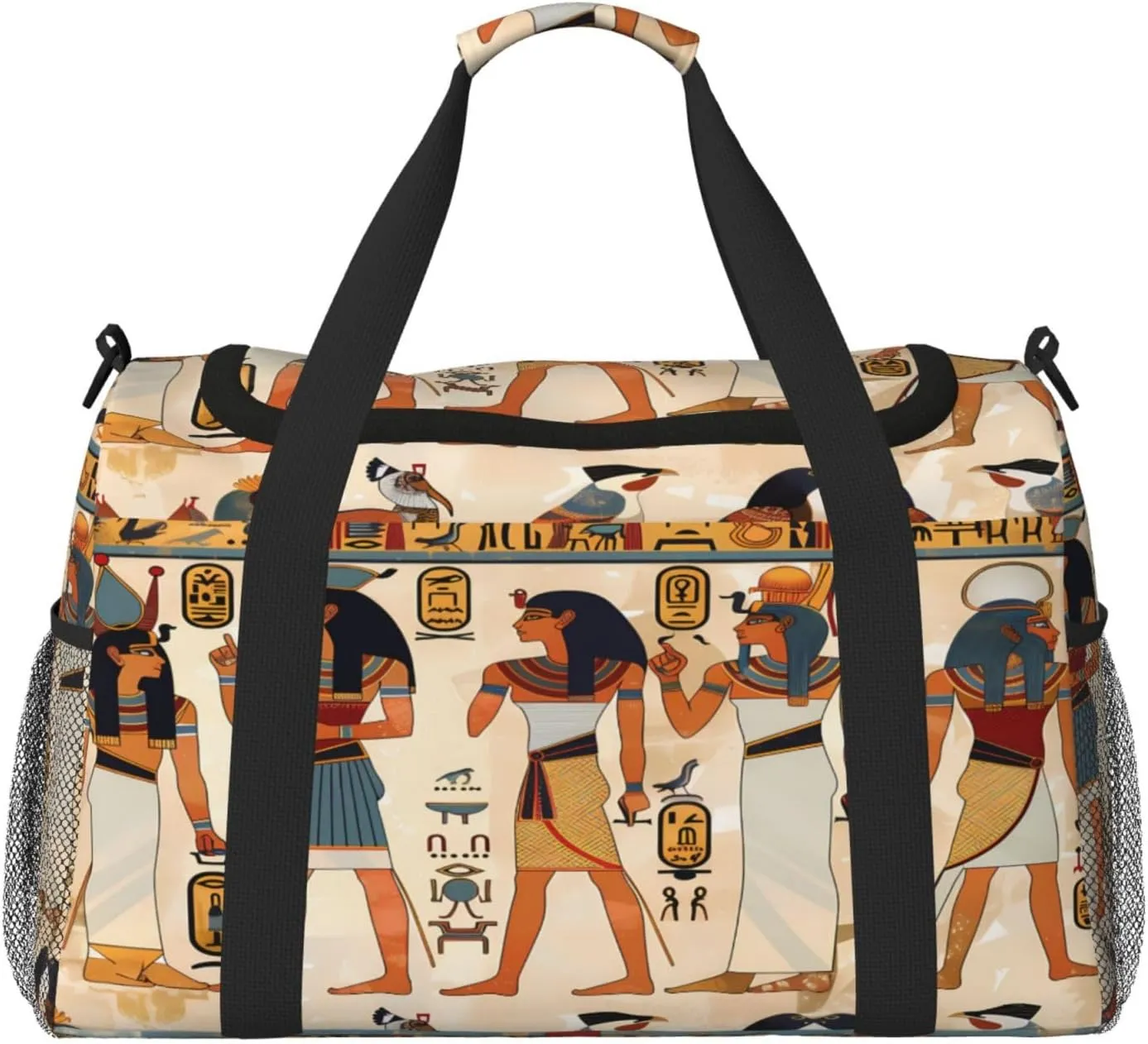 Duffle Bag Ancient Egyptian Egypt Pattern Travel Duffel Bags for Men Women with Adjustable Strap Carry on Gym Bag Overnight Weekender Bag