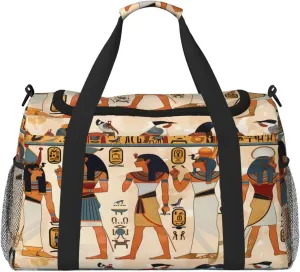 Duffle Bag Ancient Egyptian Egypt Pattern Travel Duffel Bags for Men Women with Adjustable Strap Carry on Gym Bag Overnight Weekender Bag