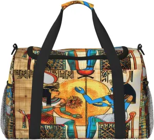 Duffle Bag Egyptian Egypt Papyrus Women Travel Duffel Bags for Men Women with Adjustable Strap Carry on Gym Bag Overnight Weekender Bag