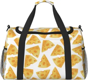 Duffle Bag for Travel, Cute Cheese Weekender Overnight Duffel Bag, Carry On Bag Gym Bag for Women Men, Personal Item Travel Bag