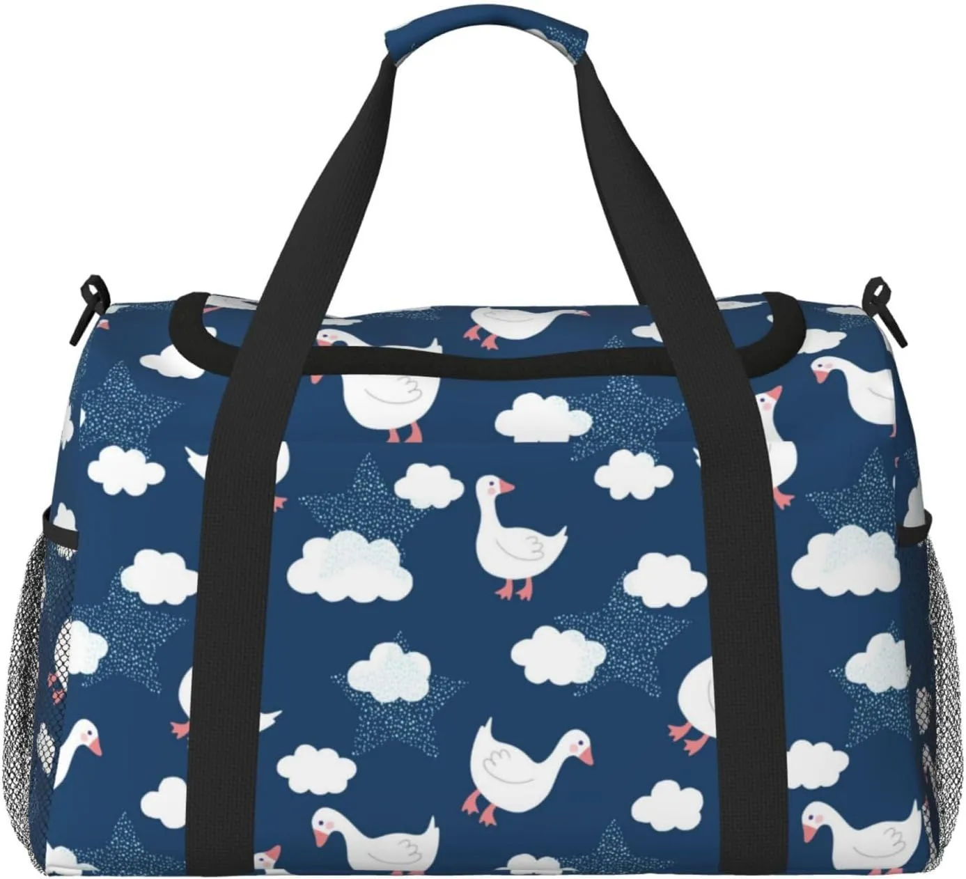 Duffle Bag for Travel, Cute Goose On Blue Sky Weekender Overnight Duffel Bag, Carry On Bag Gym Bag for Women Men, Personal Item Travel Bag