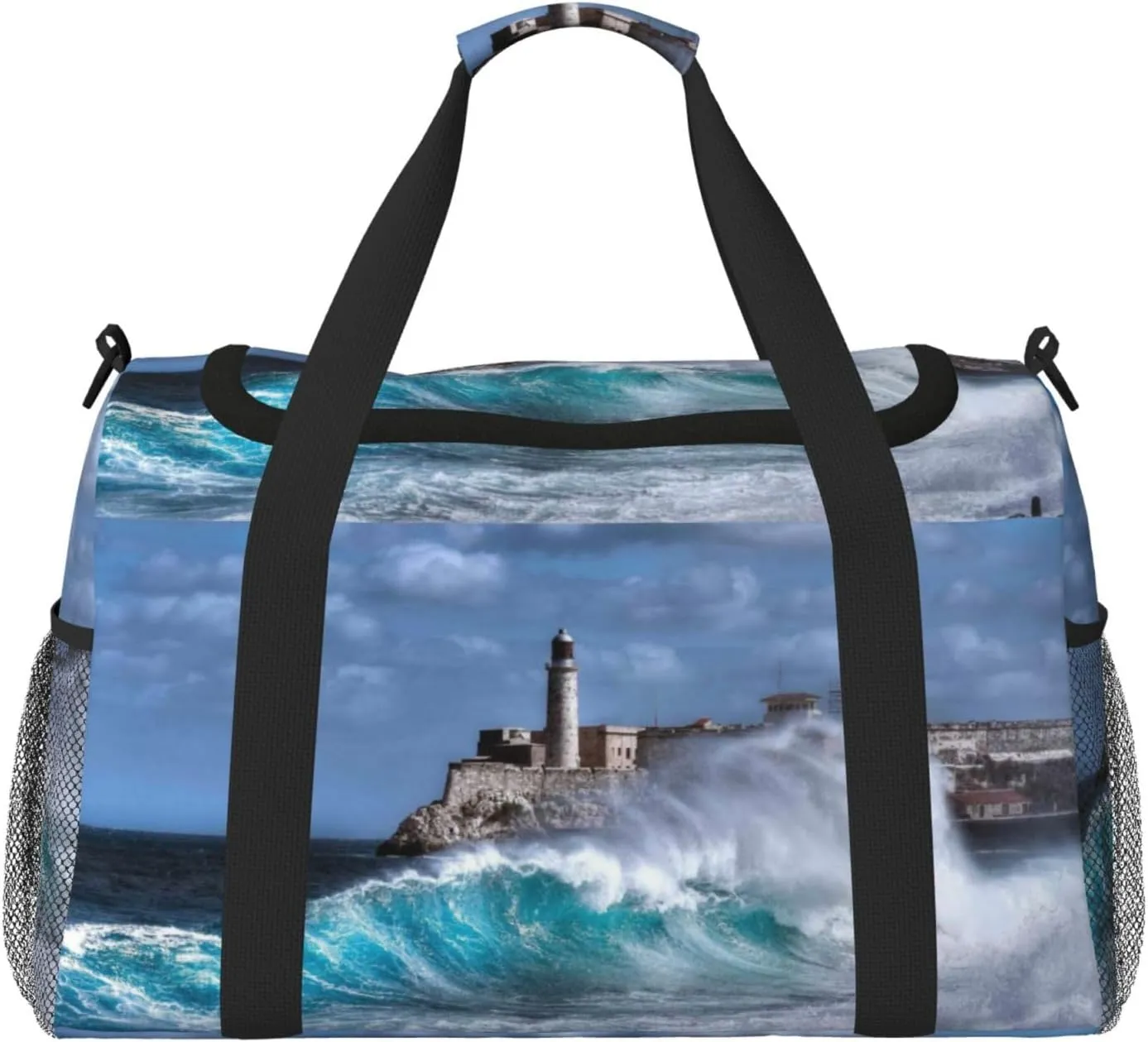 Duffle Bag for Travel, Lighthouse in Havana Weekender Overnight Duffel Bag, Carry On Bag Gym Bag for Women Men, Personal Item Travel Bag