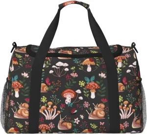 Duffle Bag for Travel, Mushroom snail Weekender Overnight Duffel Bag, Carry On Bag Gym Bag for Women Men, Personal Item Travel Bag
