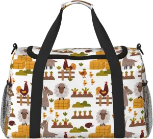 Duffle Bag for Travel, Sheep Chicken Carrot Hedgehog Duck Weekender Overnight Duffel Bag, Carry On Bag Gym Bag for Women Men, Personal Item Travel Bag