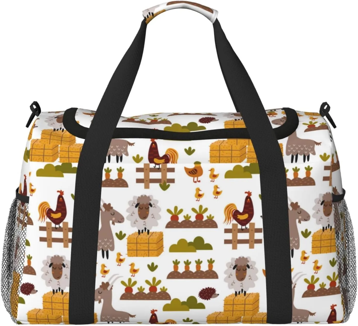 Duffle Bag for Travel, Sheep Chicken Carrot Hedgehog Duck Weekender Overnight Duffel Bag, Carry On Bag Gym Bag for Women Men, Personal Item Travel Bag