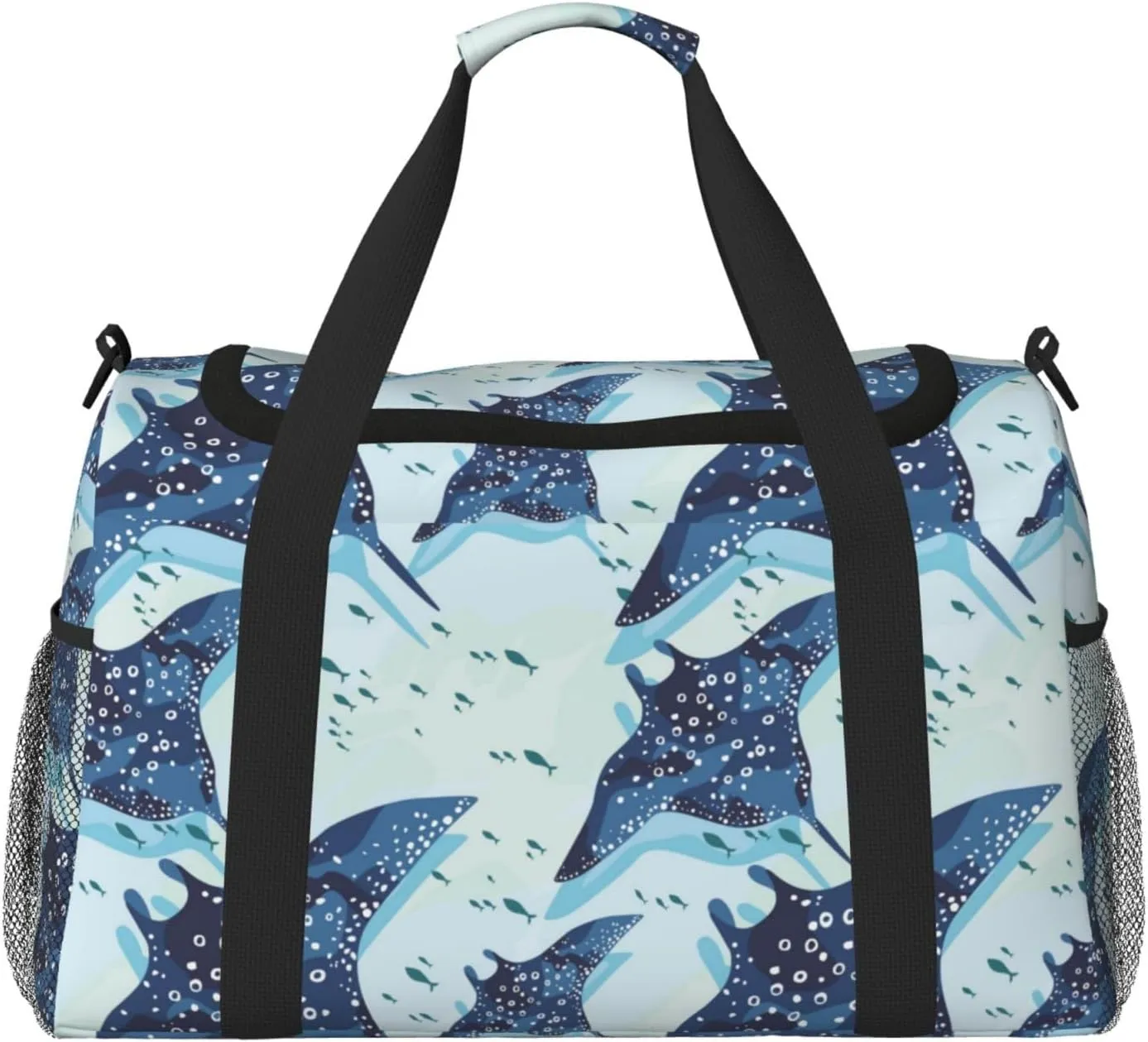 Duffle Bag for Travel, Stingray fish cool blue Weekender Overnight Duffel Bag, Carry On Bag Gym Bag for Women Men, Personal Item Travel Bag
