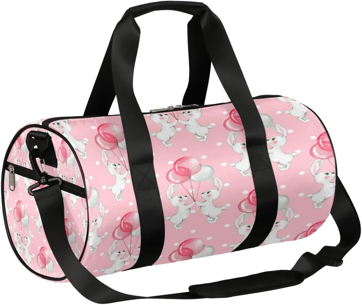 Easter Bunny Balloon Sports Gym Bag Duffel Bags Workout Lightweight Shoulder Weekender Bag Travel Duffel Bag for Men Women(Pink)