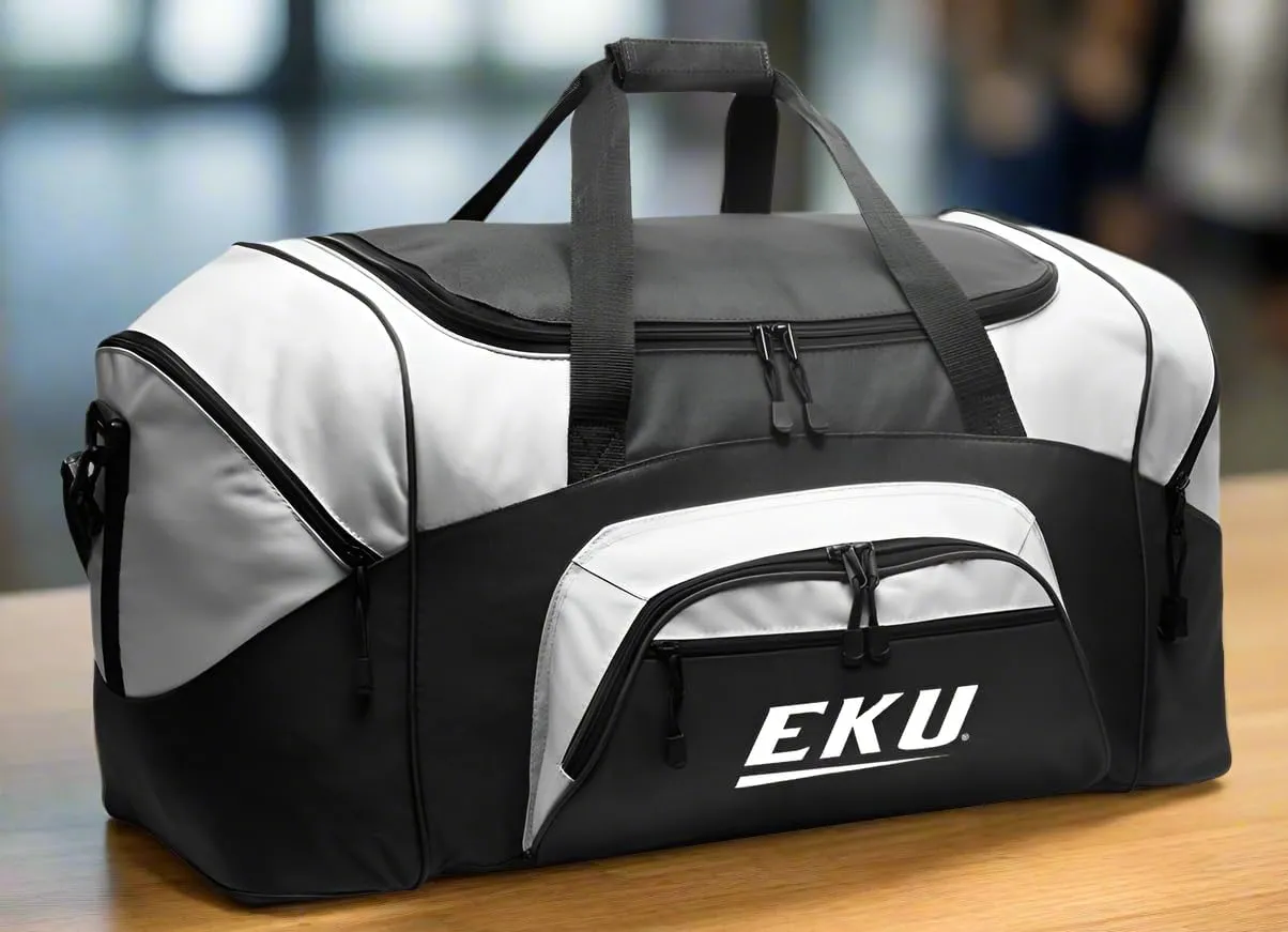 Eastern Kentucky Duffle Bag Suitcase of Gym Gear Bag Deluxe EKU Duffle Bag (Black)