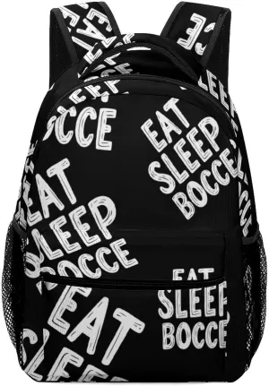 Eat Sleep Bocce Ball Casual Daypack Backpack Laptop Bag Cute Unisex for Travel Business Work