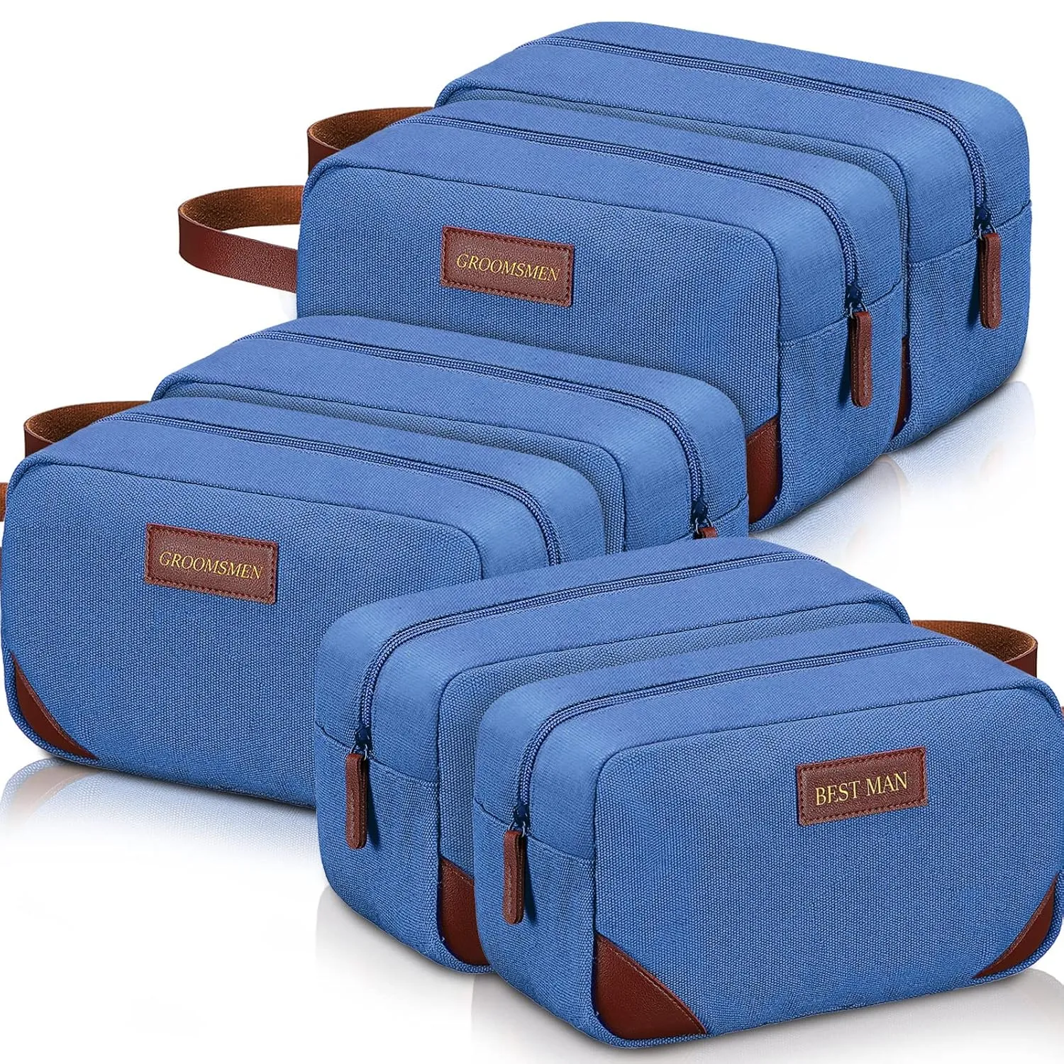 Eccliy 6 Set Groomsmen Gifts Men Toiletry Bags Men's Travel Shaving Kit Bathroom Bags Water Resistant Toiletry Case for Wedding Groomsman Proposal Gift Travel Accessories(Blue)