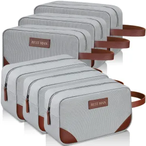 Eccliy 6 Set Groomsmen Gifts Men Toiletry Bags Men's Travel Shaving Kit Bathroom Bags Water Resistant Toiletry Case for Wedding Groomsman Proposal Gift Travel Accessories(Light Gray, Brown)