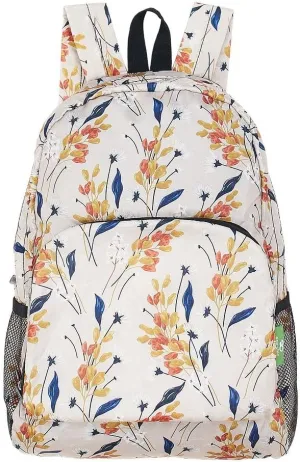 ECO CHIC Hiking Lightweight Packable Backpack - Foldable Daypack for Travel & Hiking & Outdoor Adventures - Waterproof Backpack from Recycled Materials (Flowers Beige)