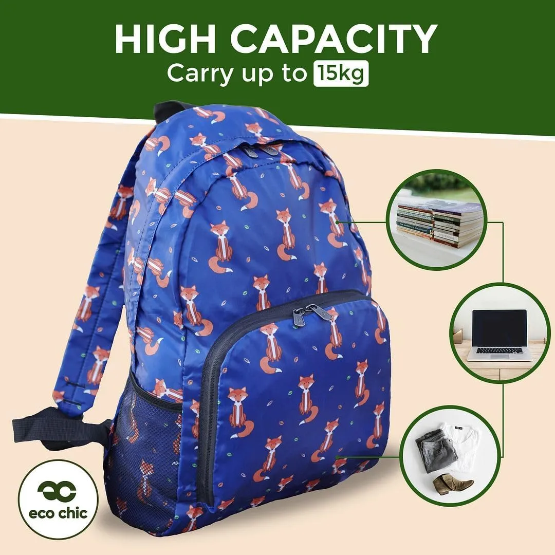 ECO CHIC Hiking Lightweight Packable Backpack - Foldable Daypack for Travel & Hiking & Outdoor Adventures - Waterproof Backpack from Recycled Materials (Flowers Beige)
