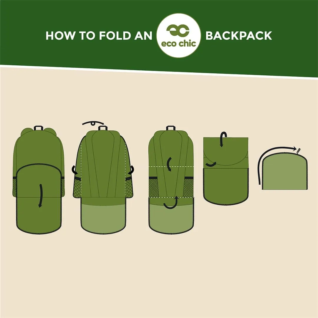 ECO CHIC Hiking Lightweight Packable Backpack - Foldable Daypack for Travel & Hiking & Outdoor Adventures - Waterproof Backpack from Recycled Materials (Flowers Beige)