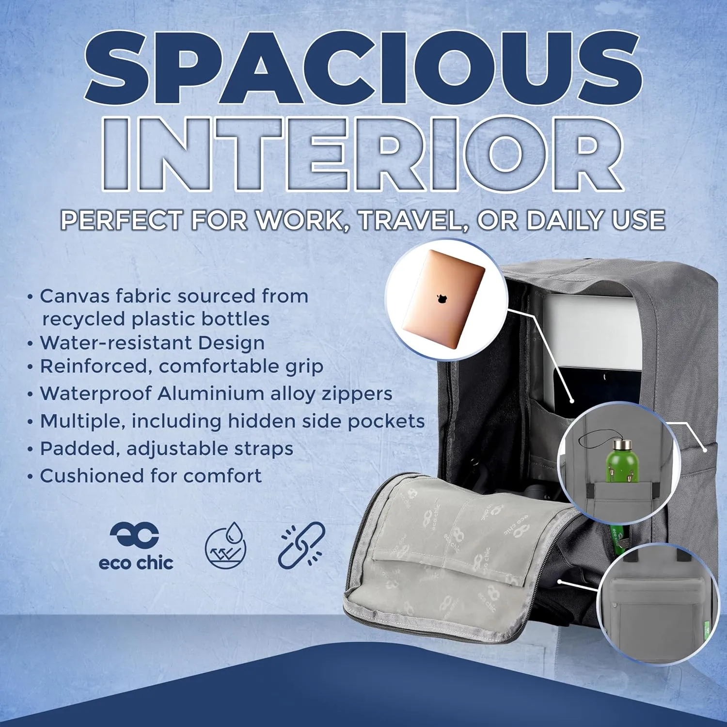 ECO CHIC Waterproof Recycled Canvas Twin-Handle Backpack – Sustainable Laptop Backpack