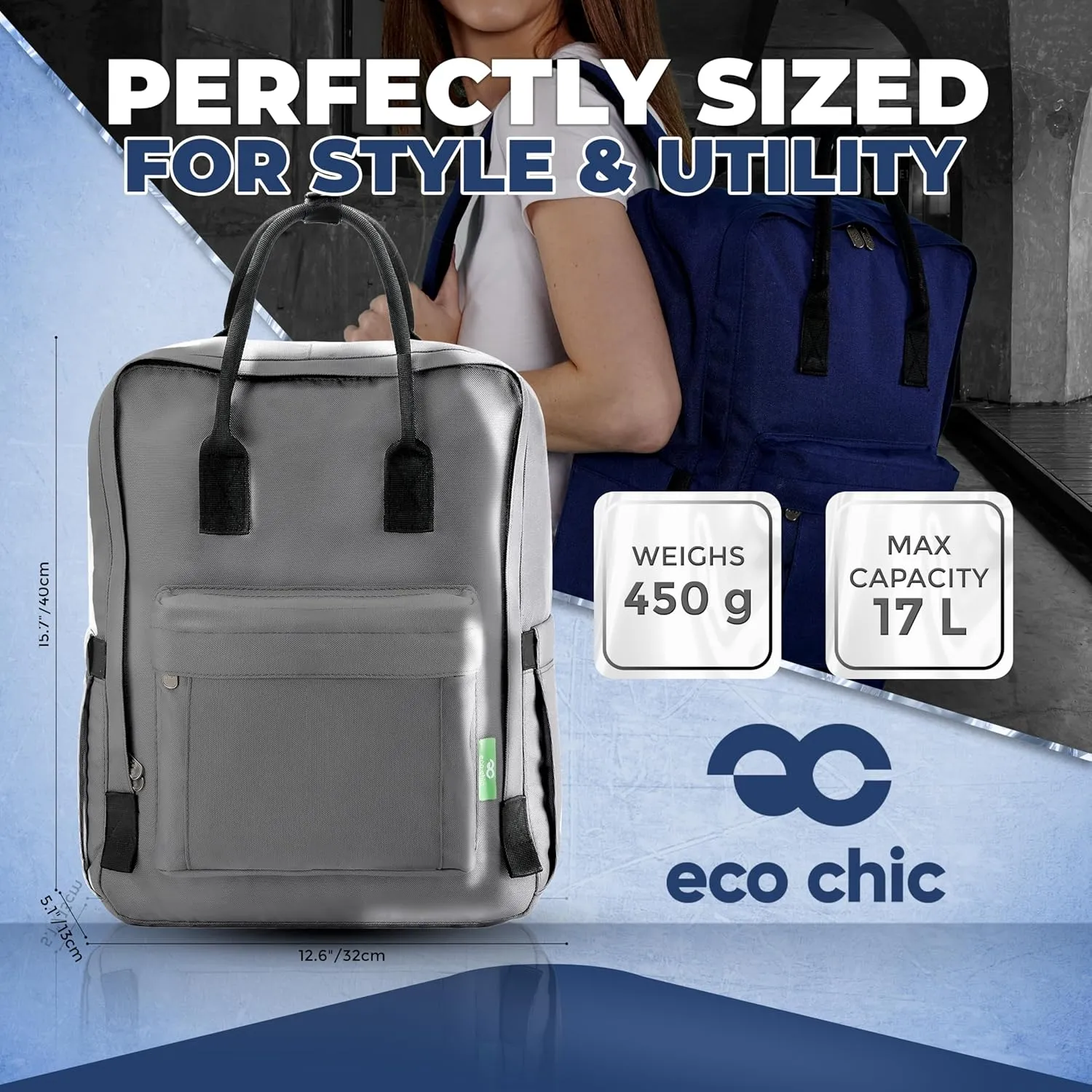 ECO CHIC Waterproof Recycled Canvas Twin-Handle Backpack – Sustainable Laptop Backpack