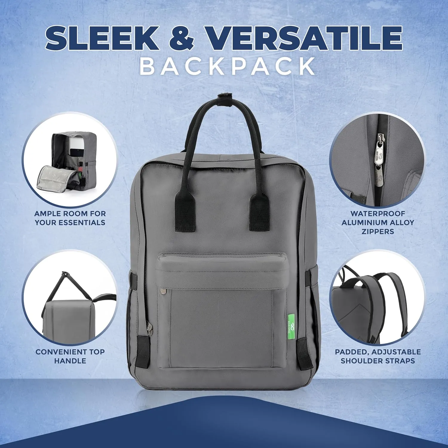 ECO CHIC Waterproof Recycled Canvas Twin-Handle Backpack – Sustainable Laptop Backpack