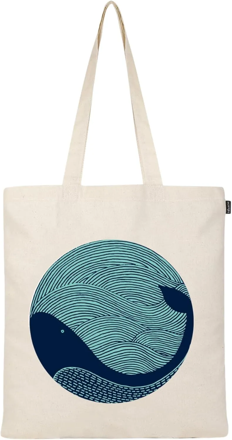 Ecoright Aesthetic Canvas Tote Bag for Women, Reusable Cotton Tote Bag for Grocery, Shopping, Beach & Daily Use