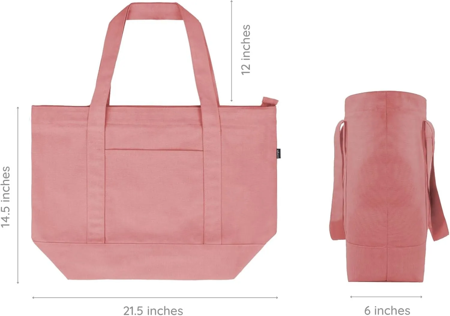 Ecoright Canvas Tote Bag for Women with Zip & Inner Pocket, 100% Organic Cotton Tote Bags for Men, Shopping, Beach