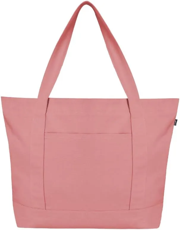 Ecoright Canvas Tote Bag for Women with Zip & Inner Pocket, 100% Organic Cotton Tote Bags for Men, Shopping, Beach